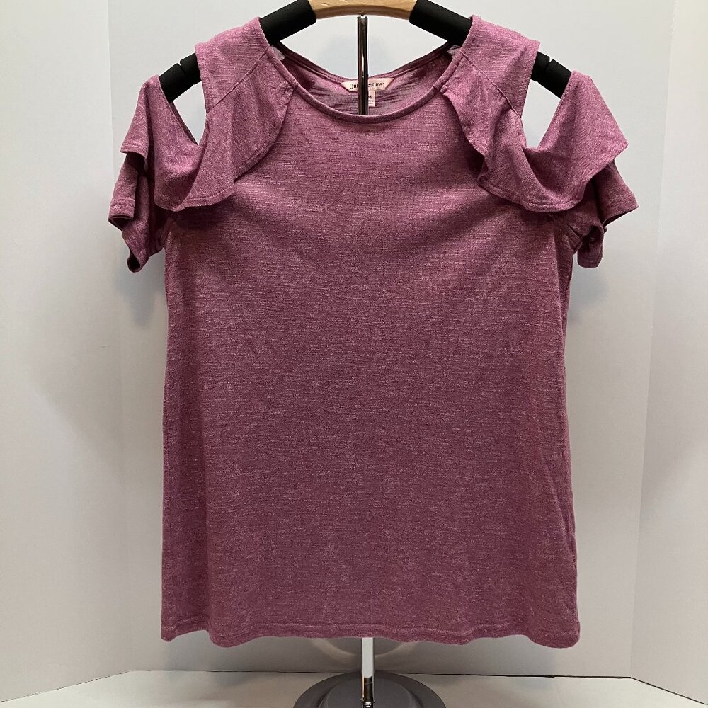 Juicy Couture‎ Womens Pink Mauve Cold Shoulder Short Sleeve Shirt Top Size M